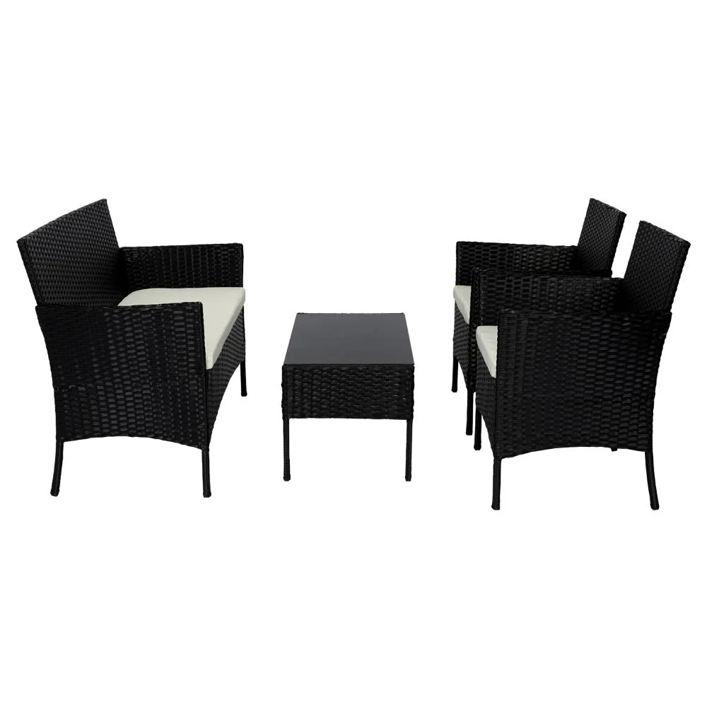 Juego de Sala Exterior Zafiro, Negro y Blanco, con Dos Sillas de Una Plaza y Una Silla de Dos Plazas - Image 9