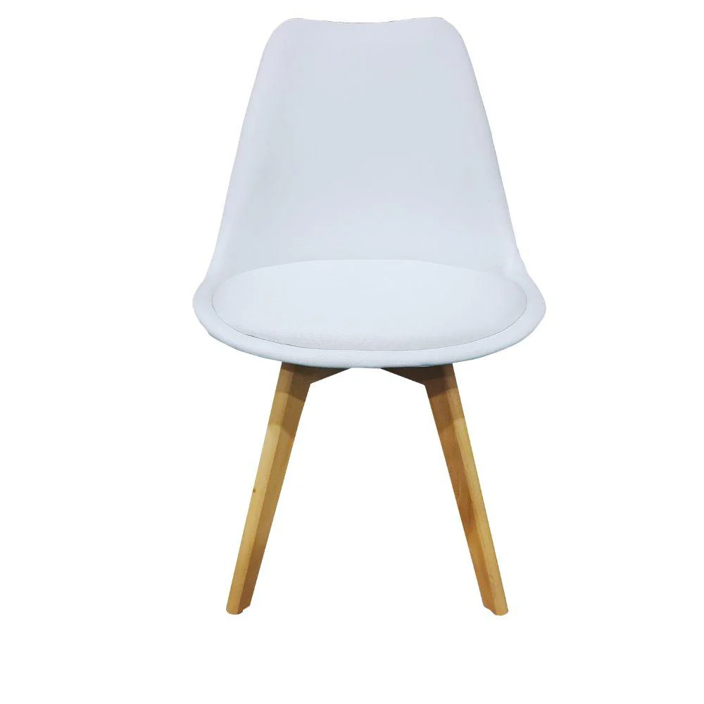 Kit de Cuatro Sillas Romero, Blanco y Café claro, cómodo asiento y patas en madera - Image 4