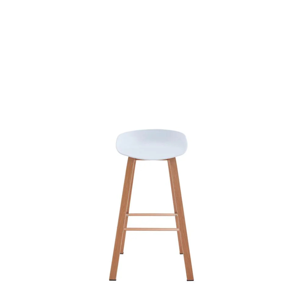 Kit de Dos Sillas Bar Dary, Blanco y Café Claro, con base metal y diseño moderno - Image 4