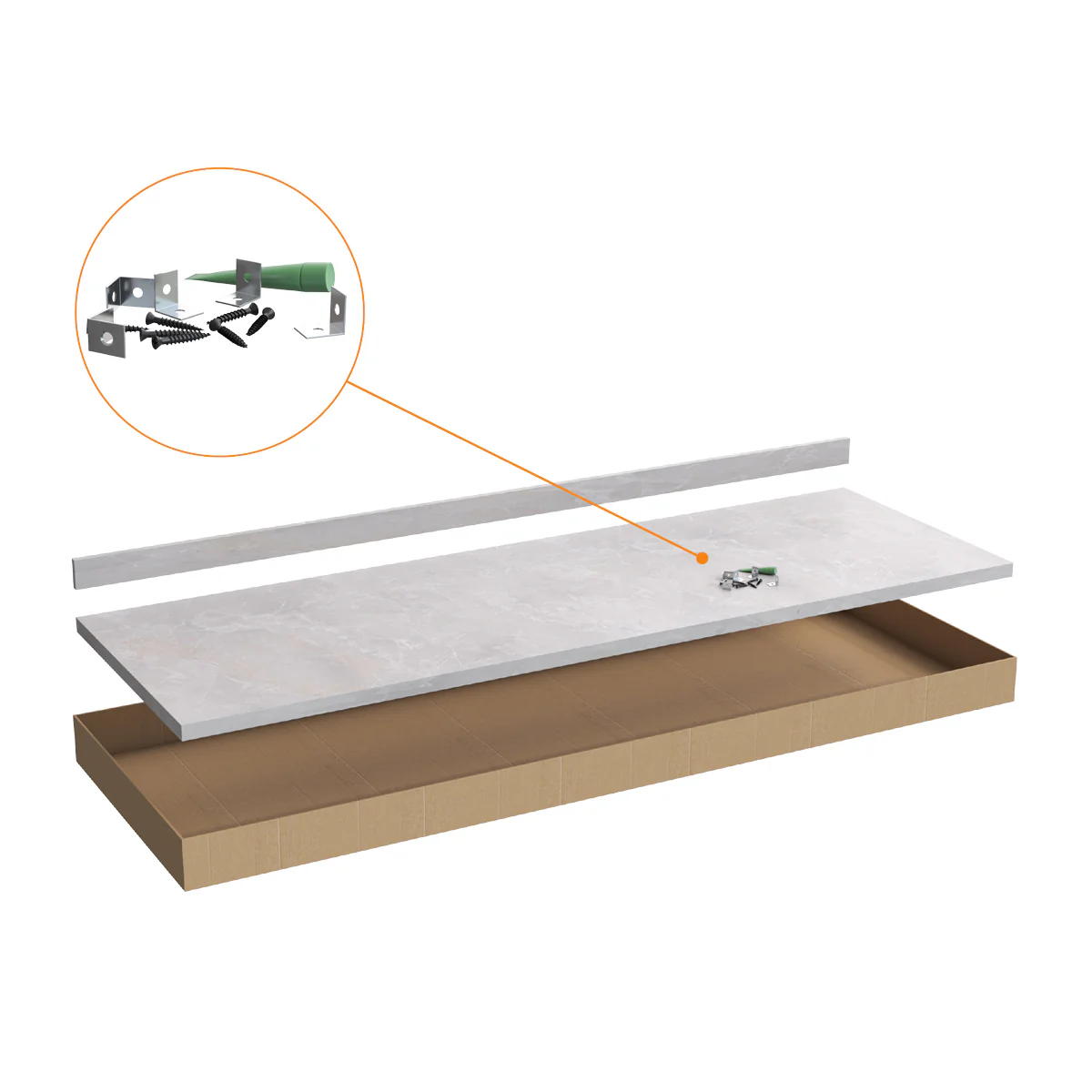 Kit mesón de cocina americano multiancho color creme 1500x600x30 mm - Image 2