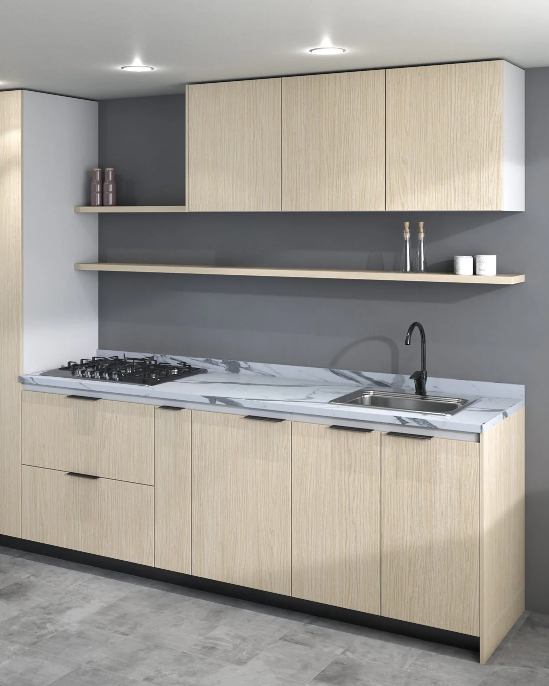 Kit mesón de cocina americano multiancho color staturio 2300x600x30 mm