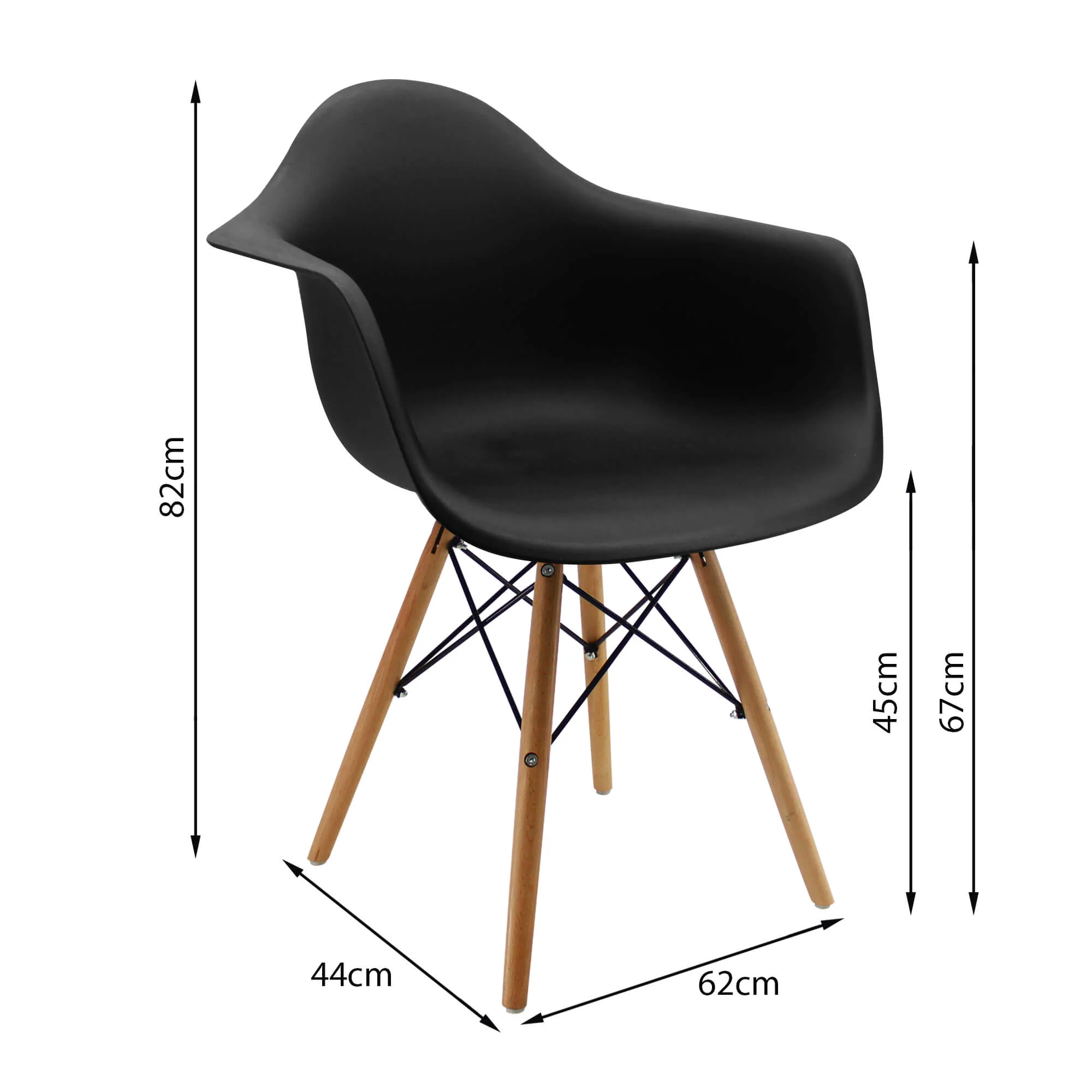 Kit por 2 sillas de comedor DKR tipo Eames brazos color negro - Image 6
