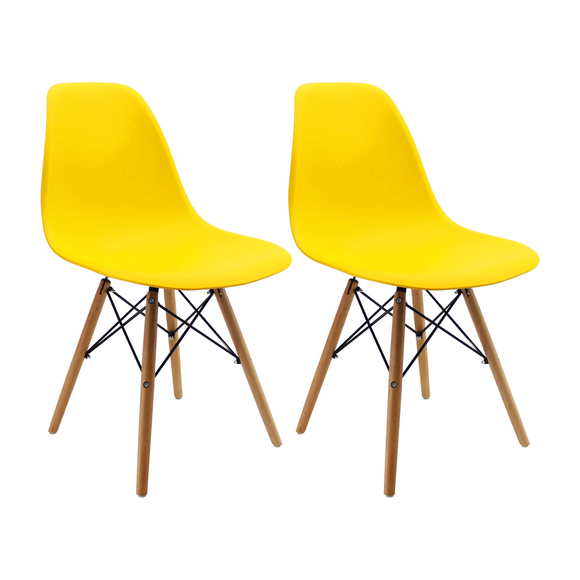 Kit por 2 sillas de comedor DKR tipo Eames color amarillo