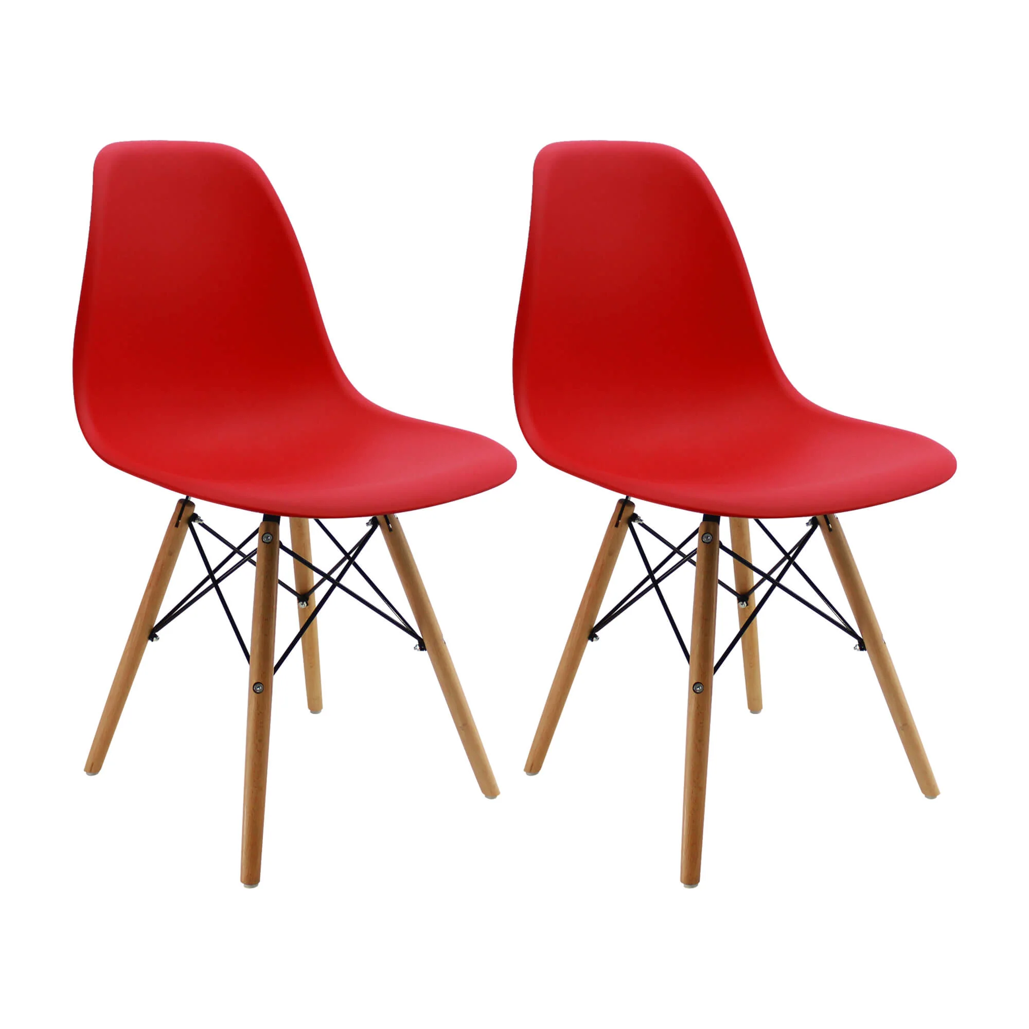 Kit por 2 sillas de comedor DKR tipo Eames color rojo