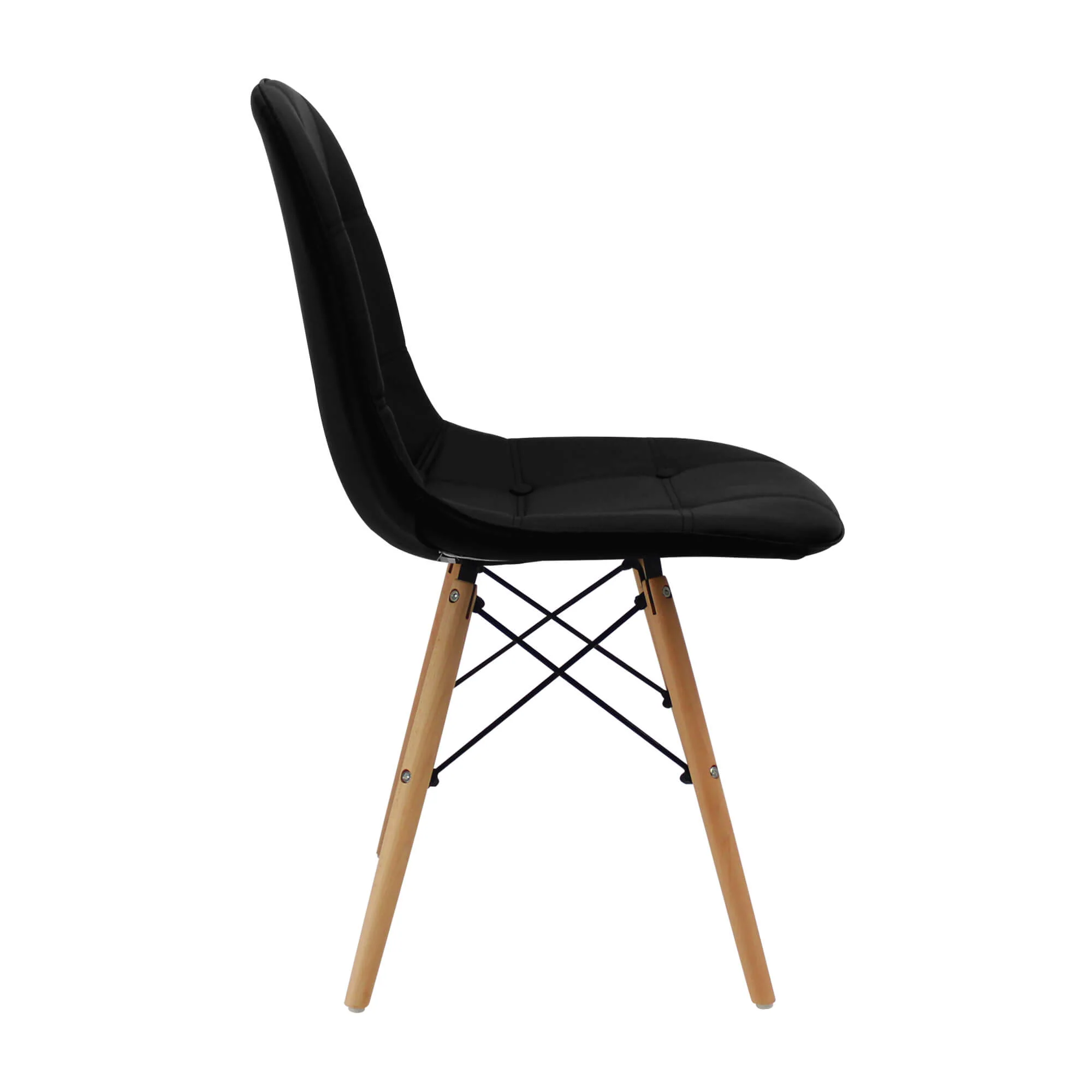 Kit por 4 sillas de comedor DKR botones tipo Eames color negro - Image 2