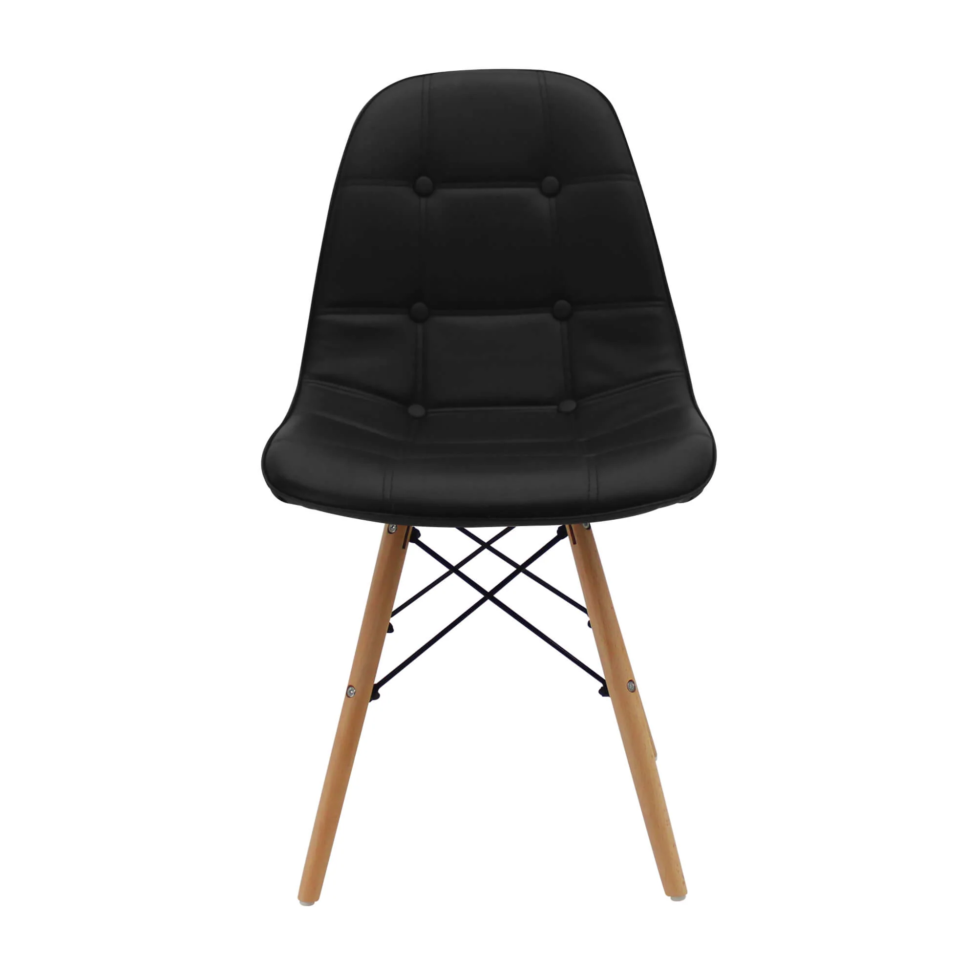 Kit por 4 sillas de comedor DKR botones tipo Eames color negro - Image 3