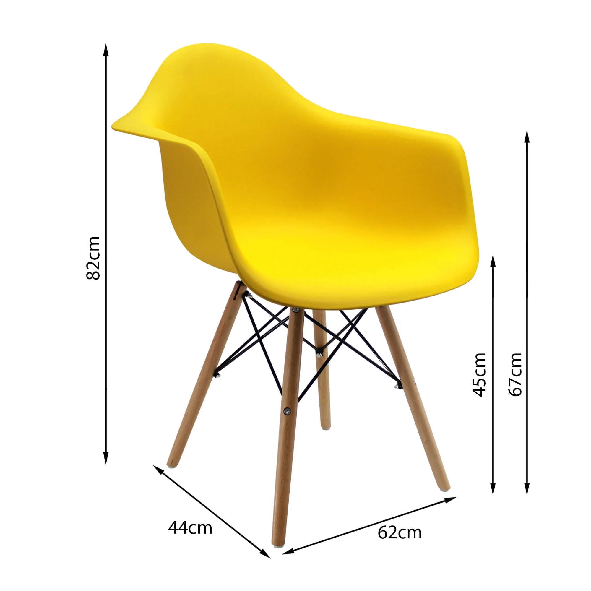 Kit por 4 sillas de comedor DKR tipo Eames brazos color amarillo - Image 6
