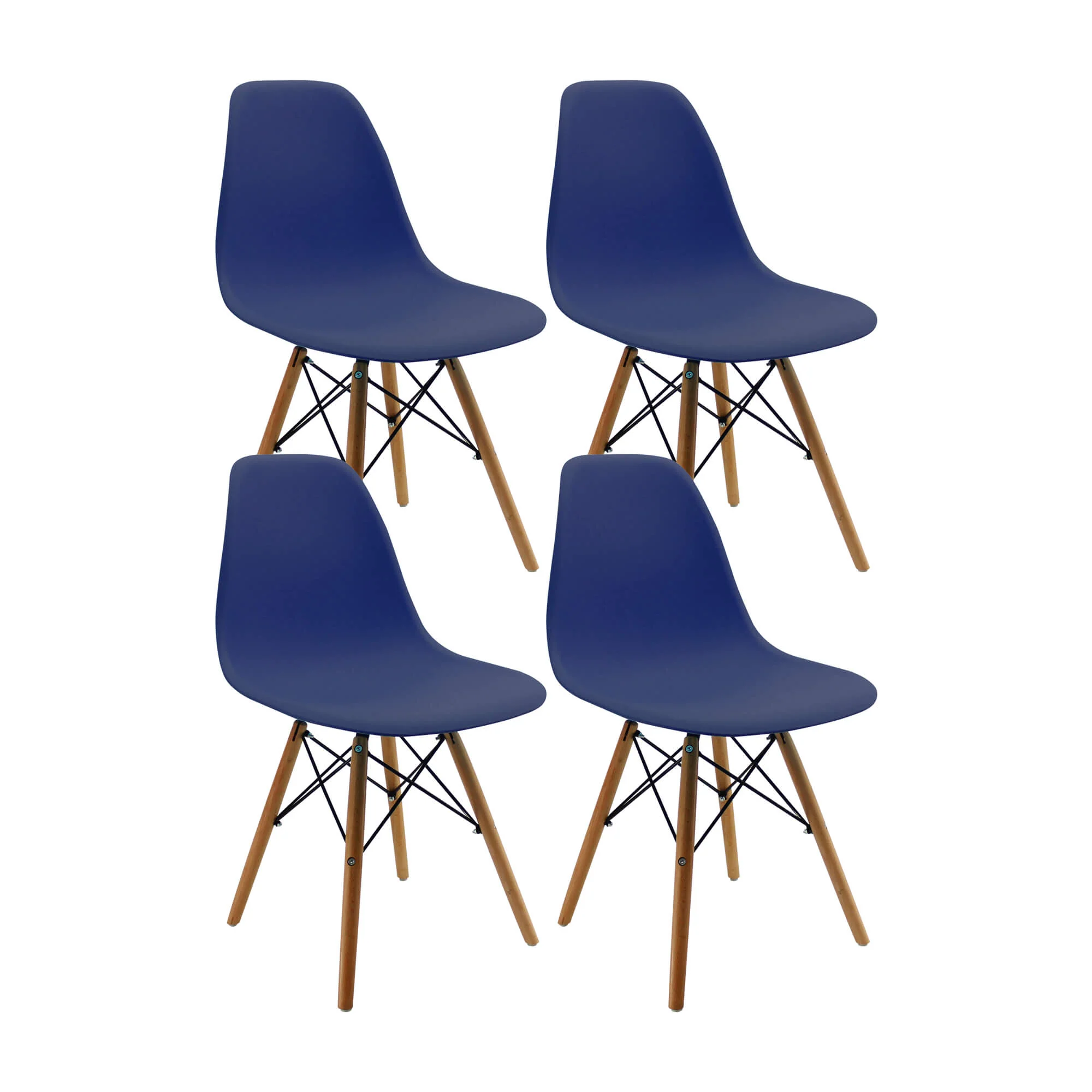 Kit por 4 sillas de comedor  DKR tipo Eames color azul oceano