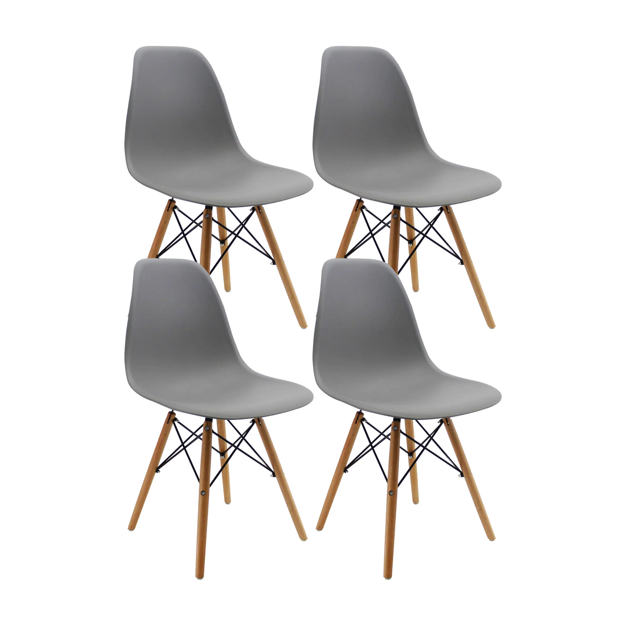 Kit por 4 sillas de comedor DKR tipo Eames color gris