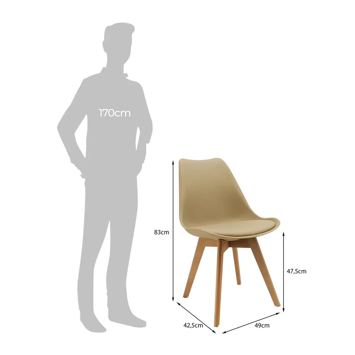 Kit Por 4 Silla Joly color beige - Image 8