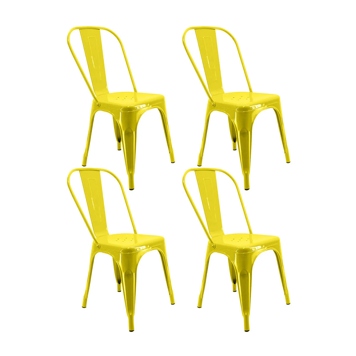 Kit por 4 sillas de comedor tolix metalica color amarillo