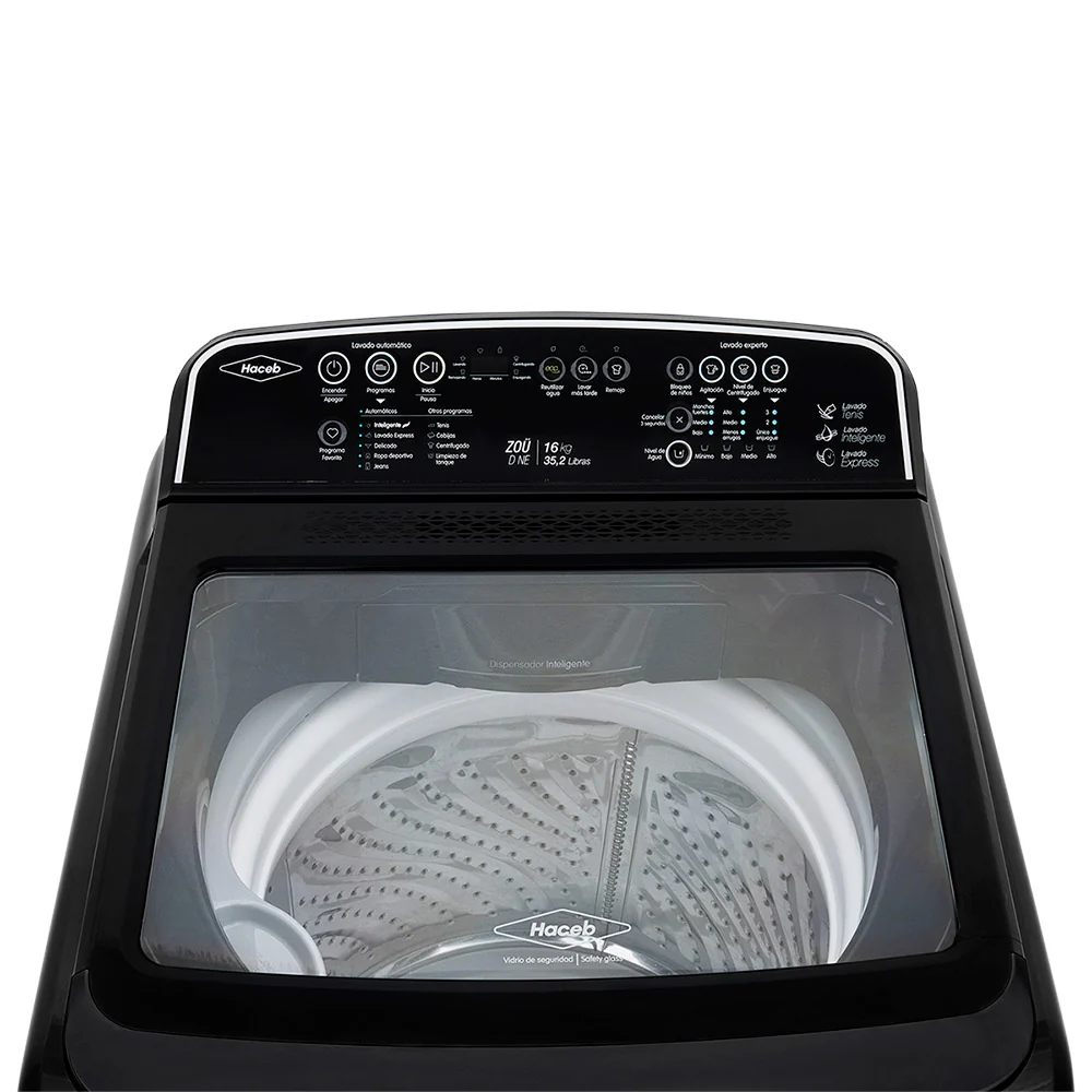 Lavadora digital negra Zou capacidad de carga 16 kg marca Haceb - Image 5