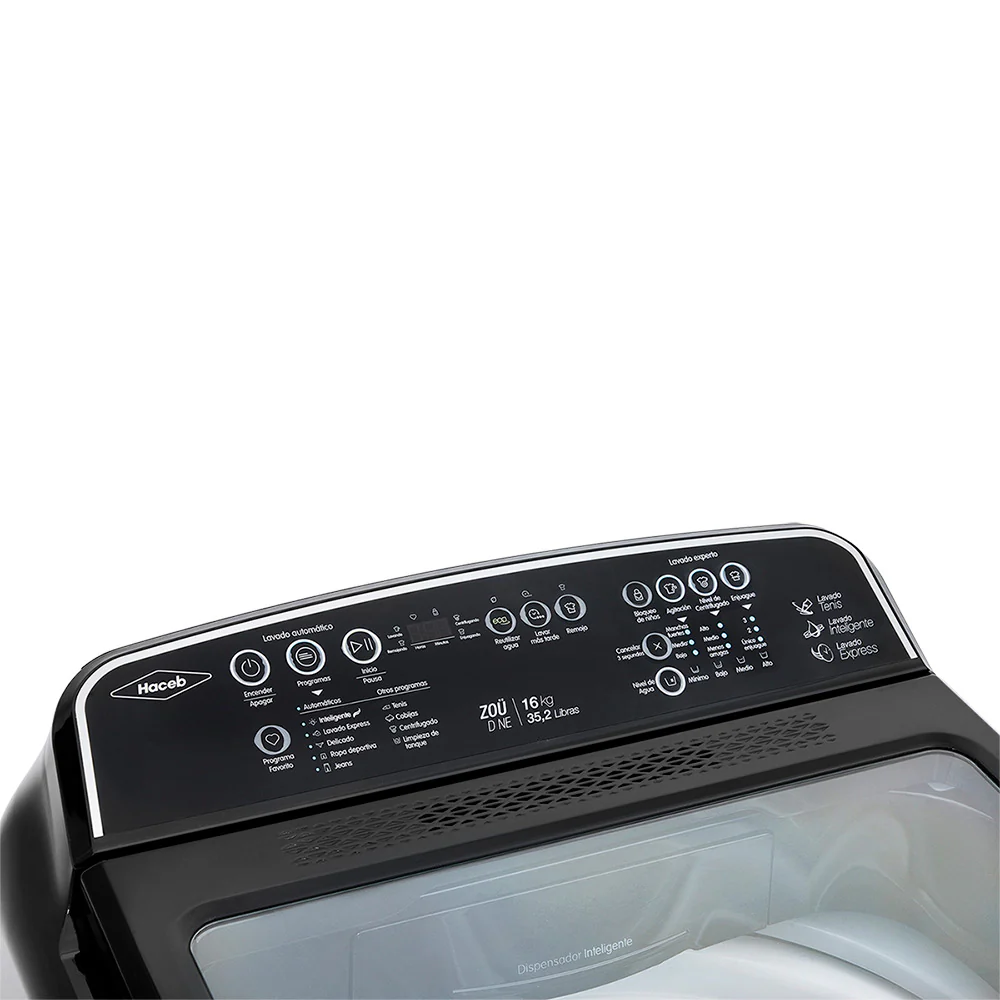 Lavadora digital negra Zou capacidad de carga 16 kg marca Haceb - Image 9