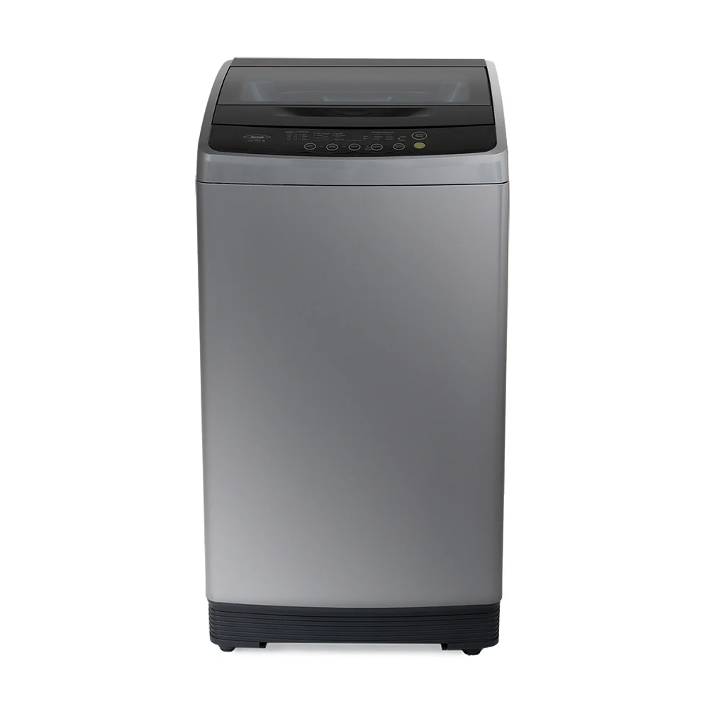Lavadora gris con panel frontal digital capacidad de carga 11 Kg marca Haceb