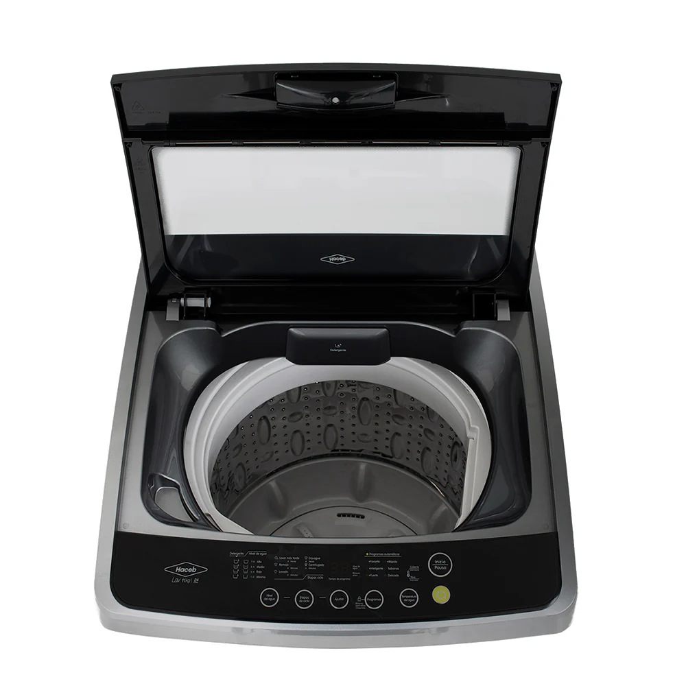 Lavadora gris con panel frontal digital capacidad de carga 11 Kg marca Haceb - Image 12
