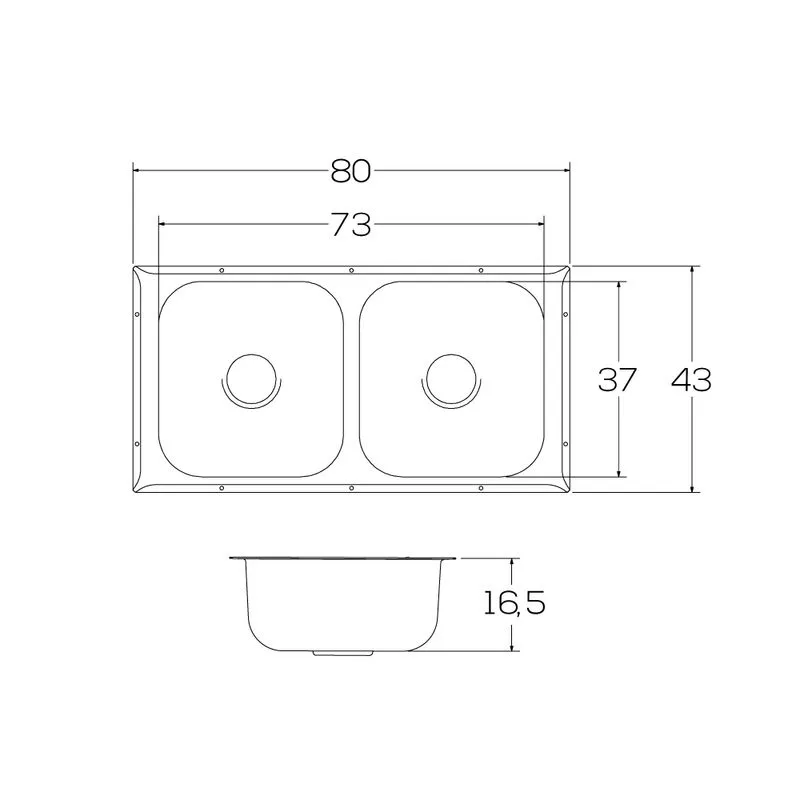 Lavaplatos doble submontar en acero inoxidable 80×43 cm marca Socoda - Image 3