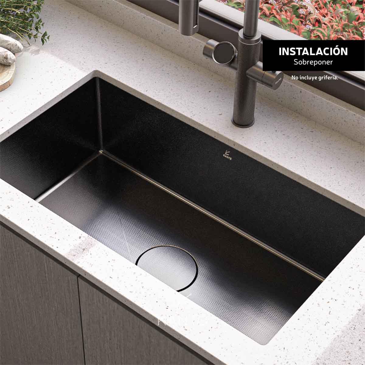 Lavaplatos Taro 80*45*22 cm Nano Black en acero 304 marca Kanto - Image 2