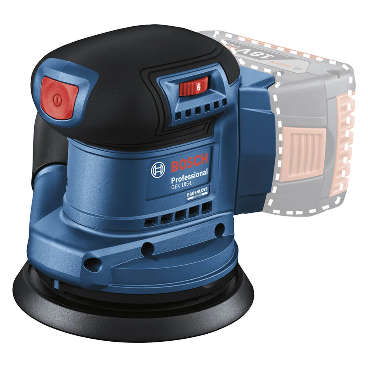 Lijadora roto orbital inalámbrica 18V GEX 185-LI Brushless + Kit 2 Baterías 18V 2,0 Ah + Cargador GAL 18V-20 Marca Bosch - Image 2