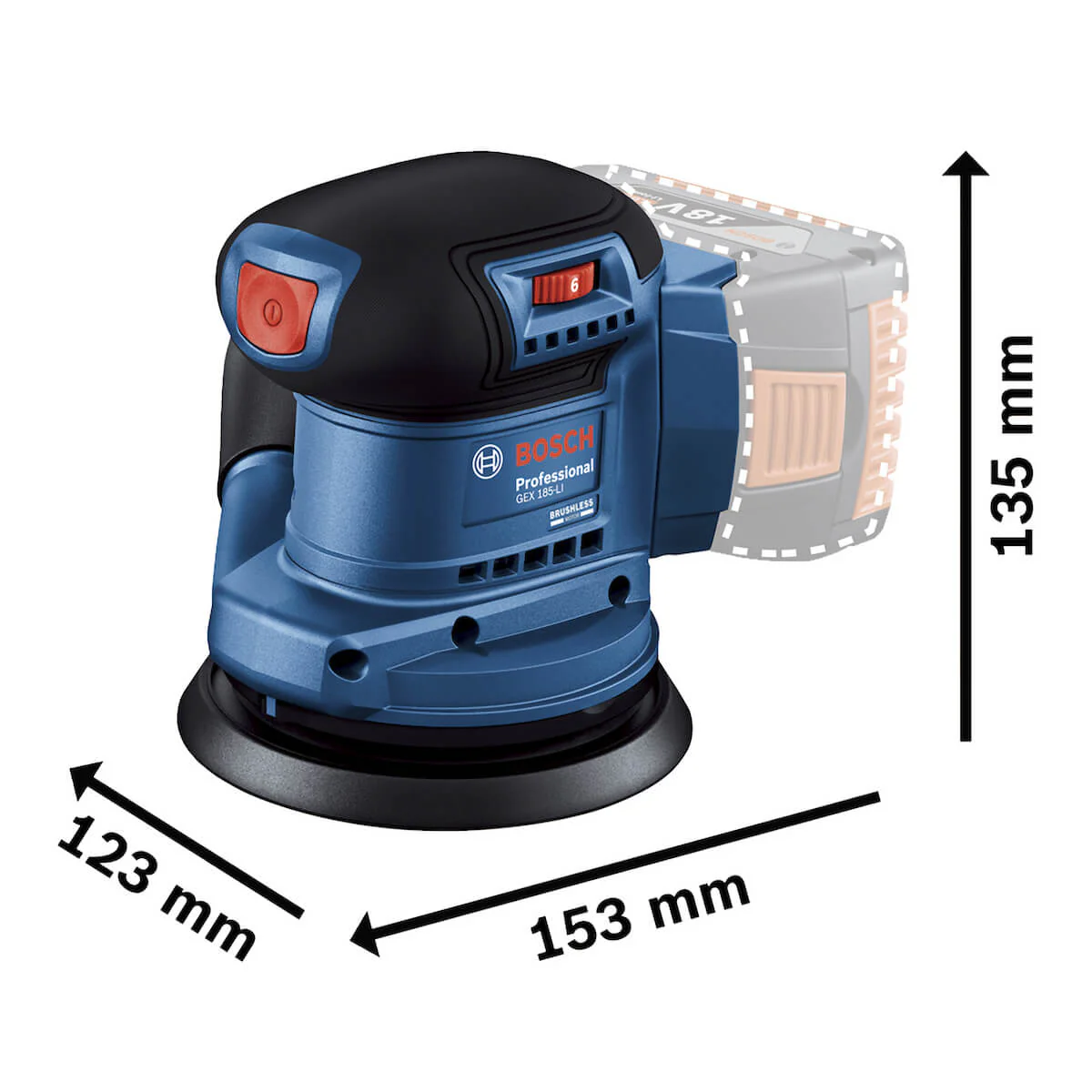 Lijadora roto orbital inalámbrica 18V GEX 185-LI Sin Bateria/Sin Cargador Brushless Bosch - Image 5