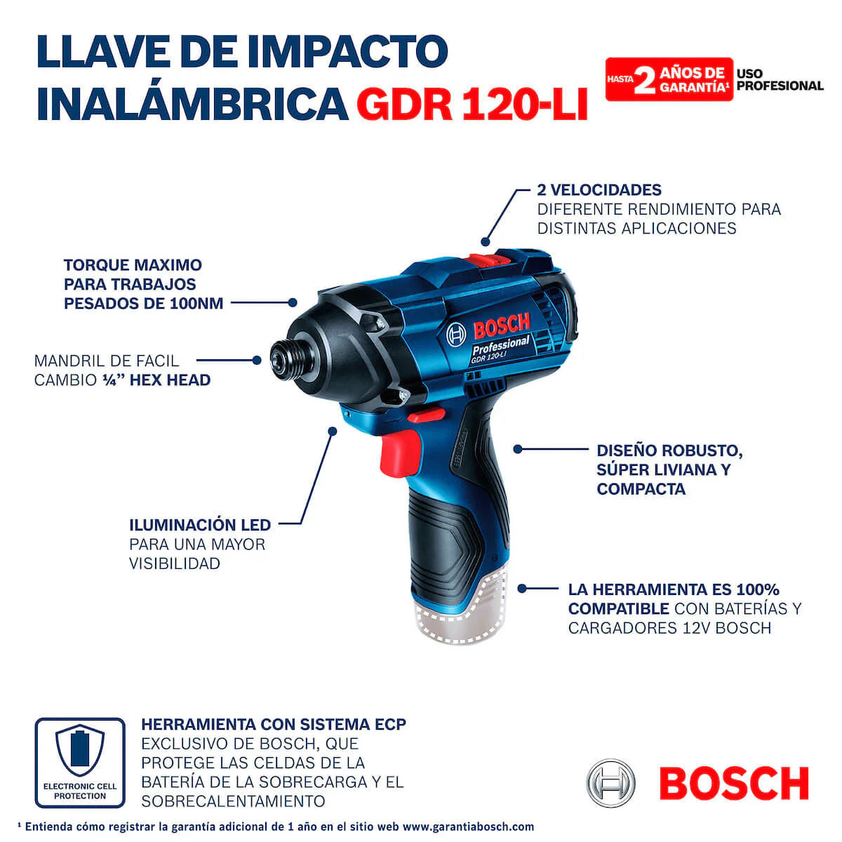 Llave de impacto inalámbrica 12 V sin batería ni cargador, ligera y potente | - Image 8