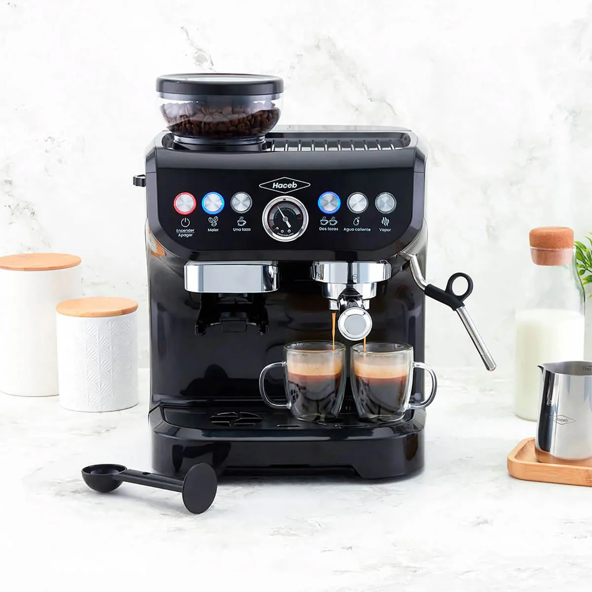 Máquina de café con molino integrado negra marca Haceb - Image 4
