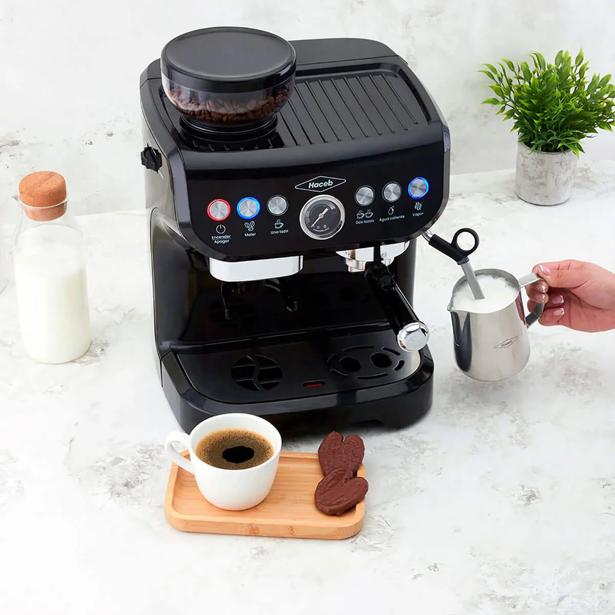 Máquina de café con molino integrado negra marca Haceb - Image 6