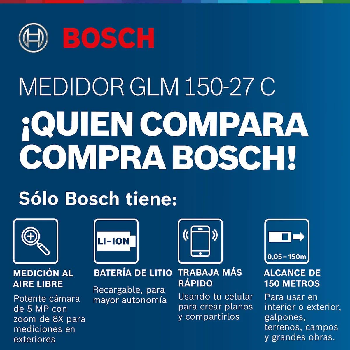 Medidor láser GLM 150-27 C alcance 150m con Bluetooth Bosch - Image 11