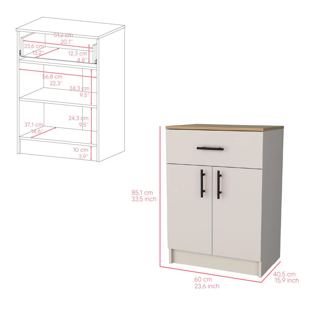 Mesa Auxiliar de Cocina Mayorca, Capri y Fresno Europeo, con espacio para guardar insumos ZF - Image 7