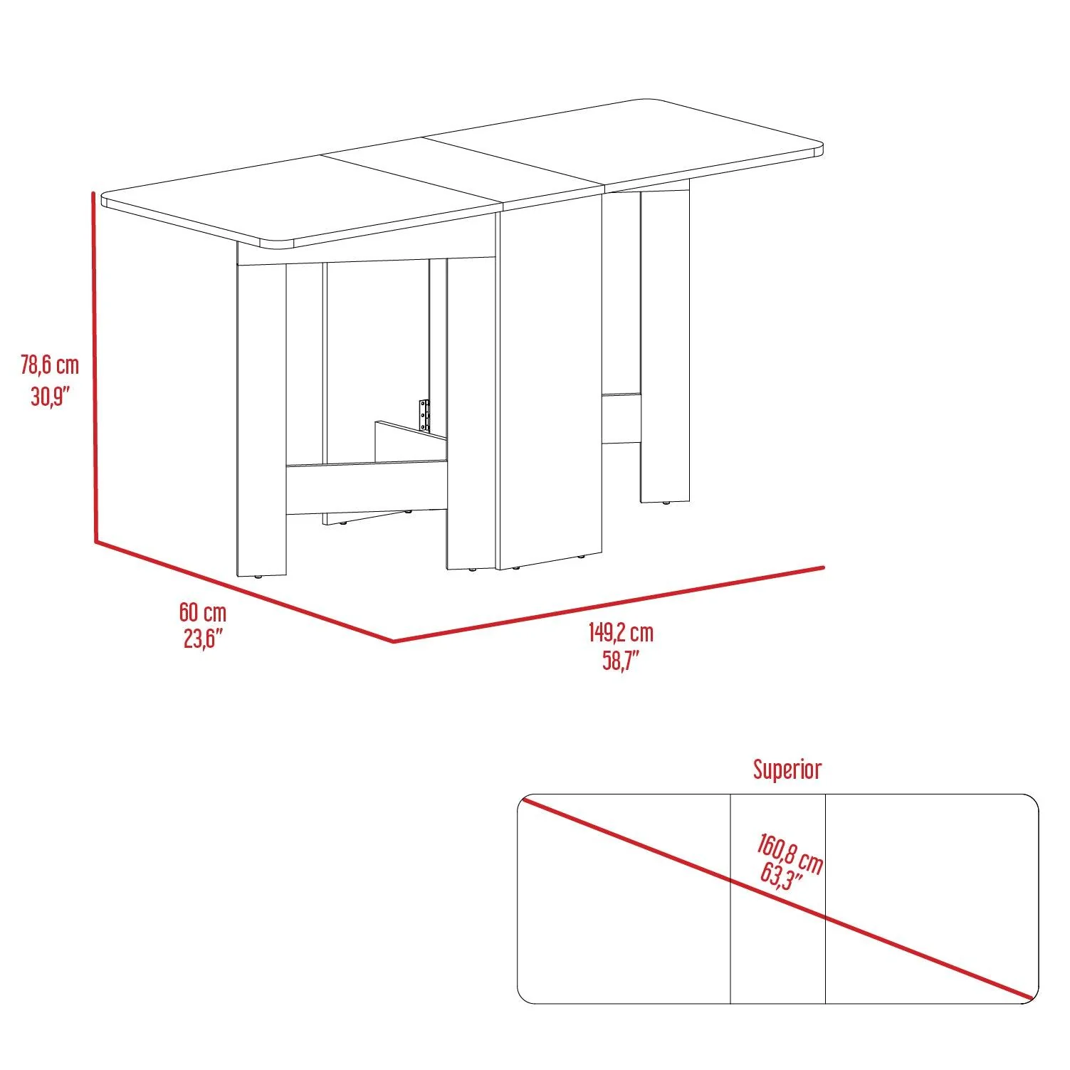 Mesa Auxiliar de Cocina Plegable Merida, Wengue y Fresno Europeo, con Amplia Superficie - Image 15