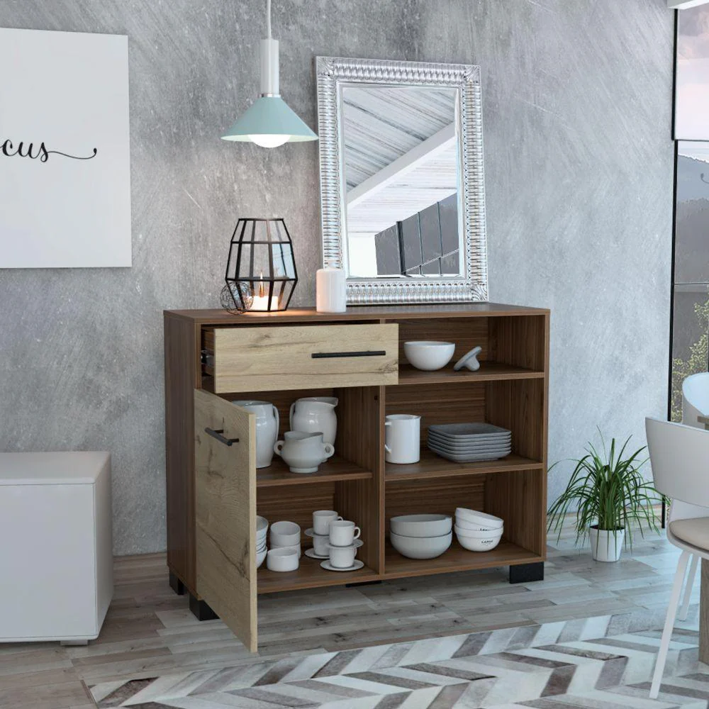 Mesa Auxiliar Marsella, Castaño, Con Cajón Con Riel Extensión Total Y Una Puerta Batiente - Image 6