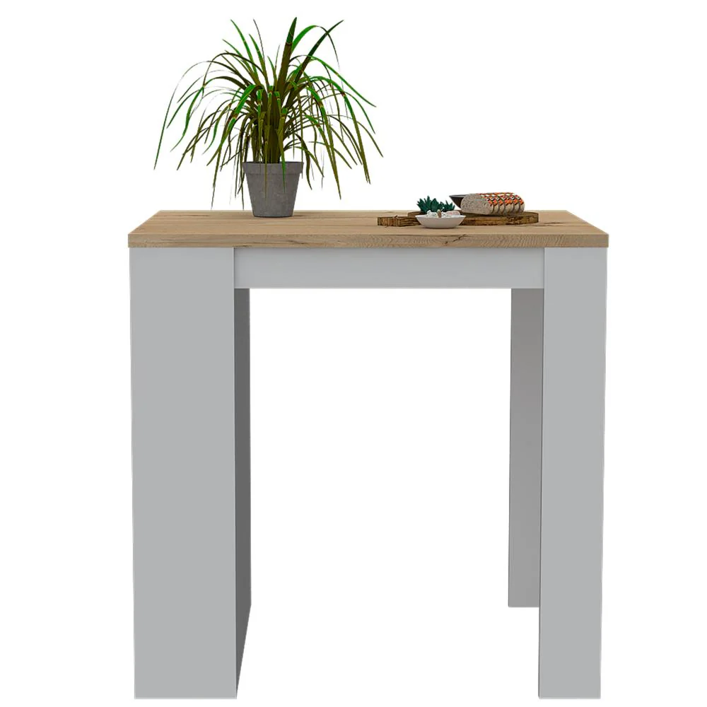 Mesa Auxiliar Mayer, Blanco y Café Claro, con Amplia Supeicie En La Mesa y Tres Entrepaños    ZF - Image 2