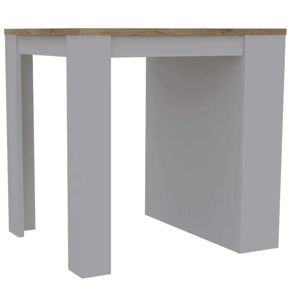 Mesa Auxiliar Mayer, Blanco y Café Claro, con Amplia Supeicie En La Mesa y Tres Entrepaños    ZF - Image 5