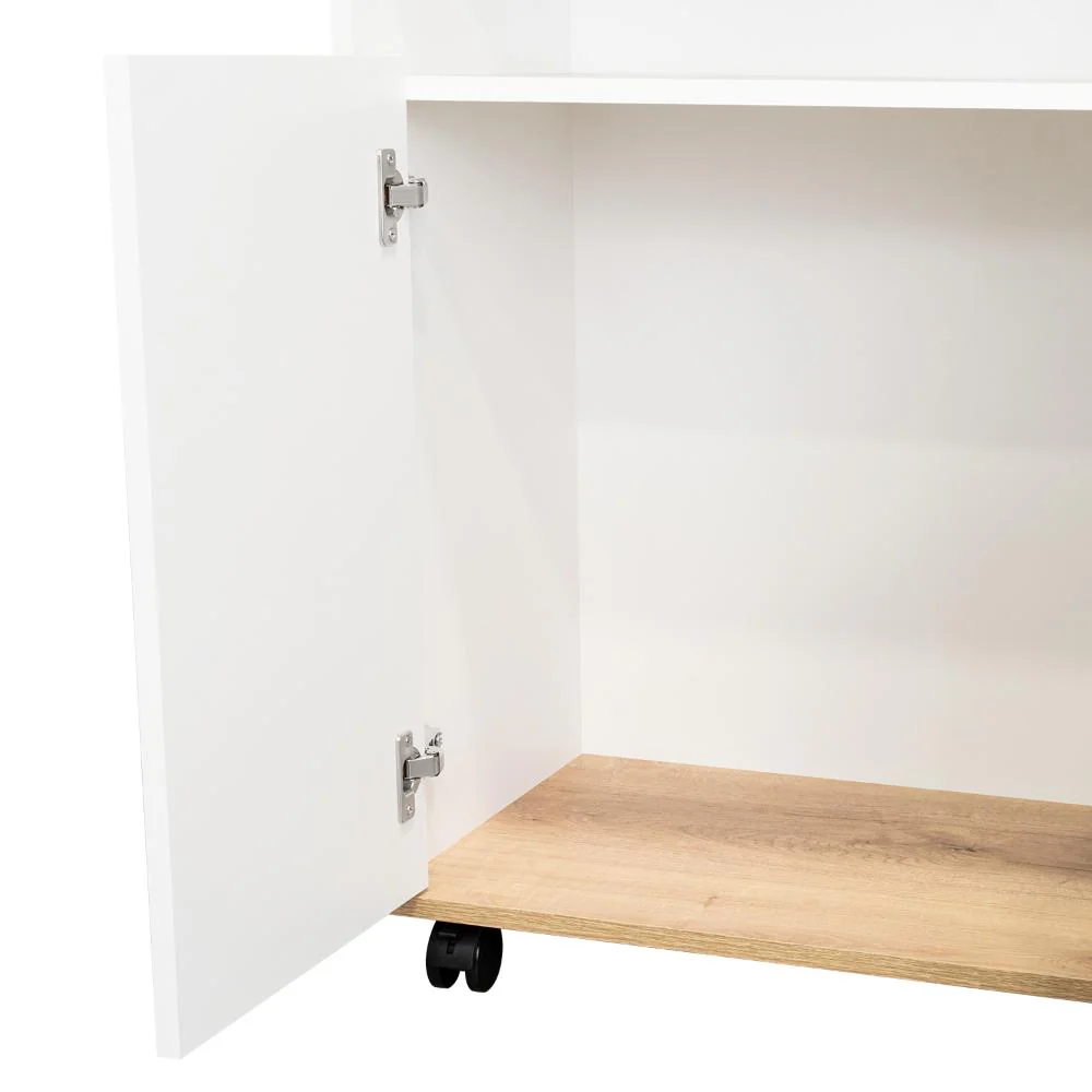 Mesa Auxiliar Ponte, Blanco Perla y Café Claro, con amplia superficie en la mesa - Image 12