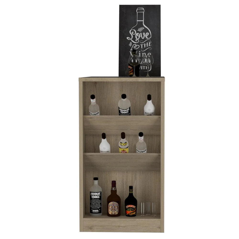 Mesa de Bar Celeste, Beige, con Tres Estantes para Botellas - Image 2