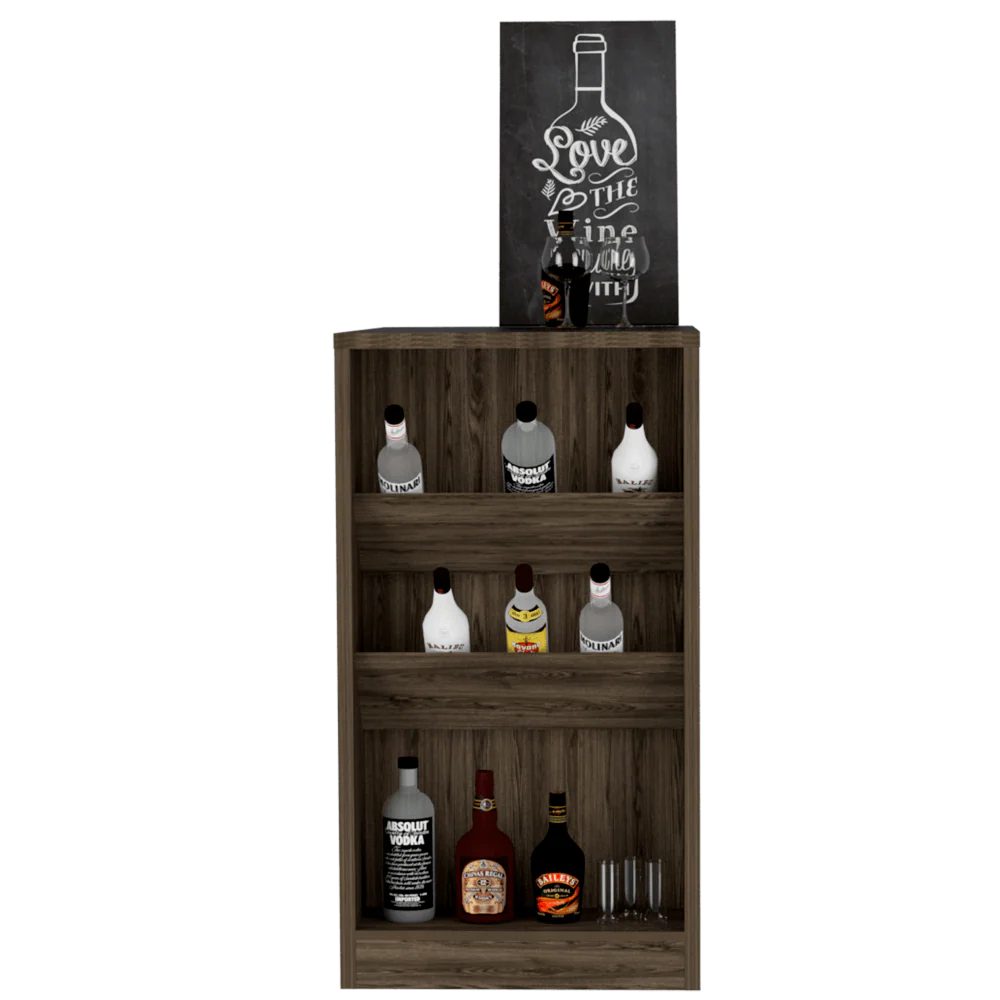 Mesa de Bar Celeste, Chocolate, con Tres Estantes para Botellas - Image 2