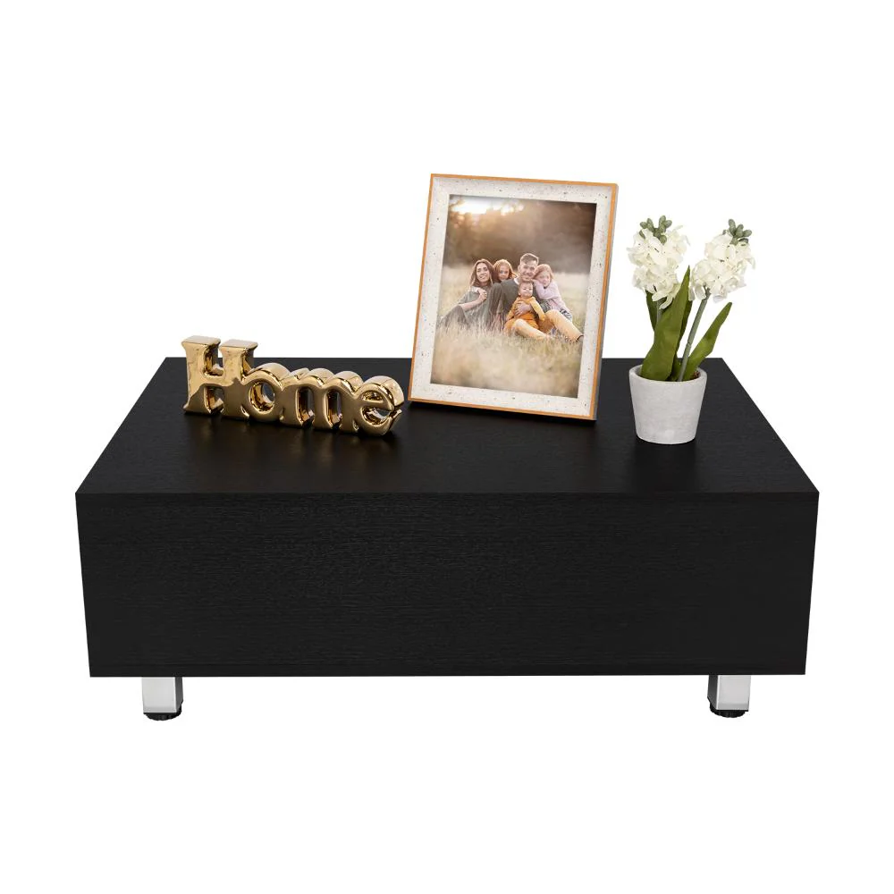 Mesa de Centro Albar, Wengue, con Cajón Interno y Patas Metálicas - Image 3