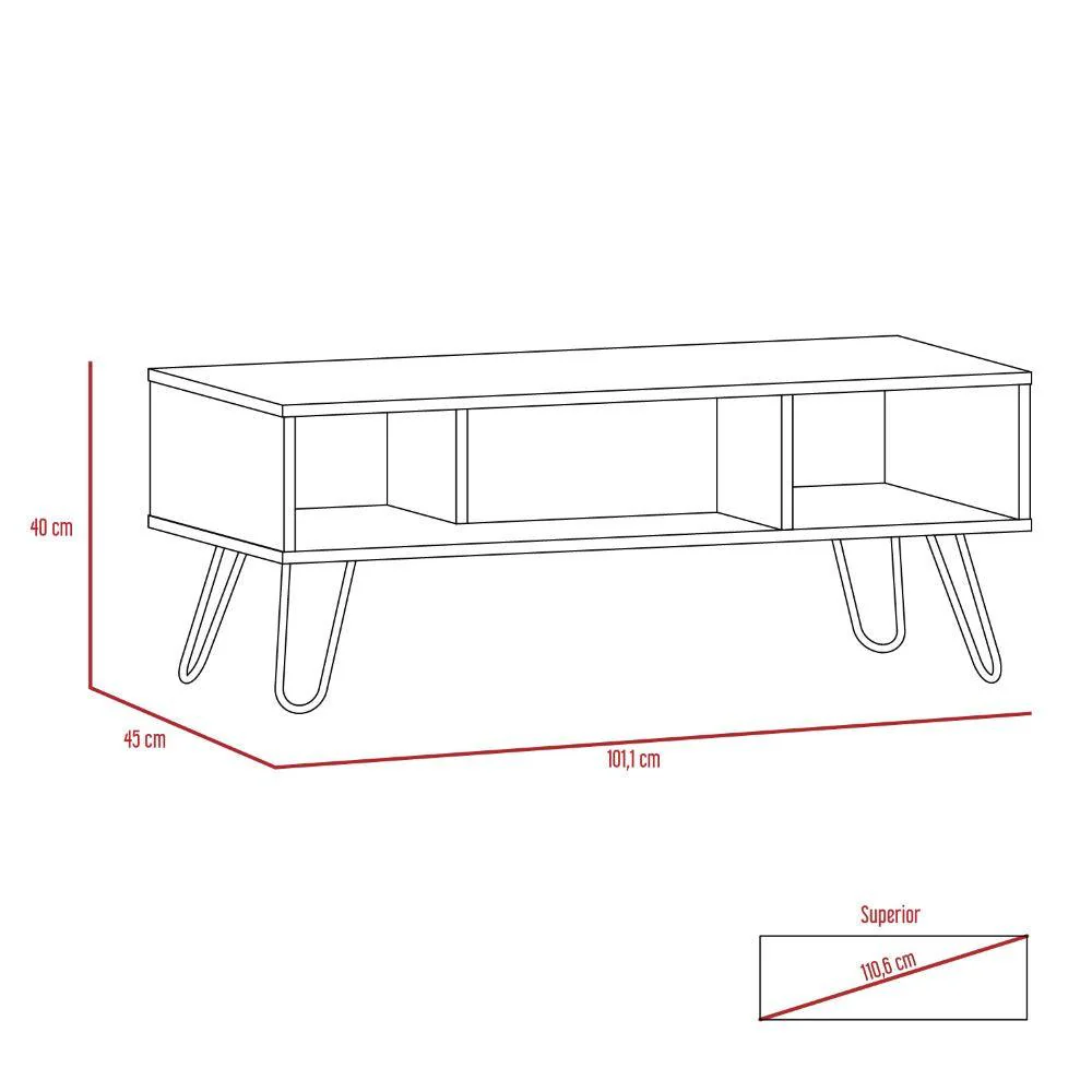 Mesa de Centro Lara, Café claro, con Amplio Espacio y Patas de Acero - Image 9