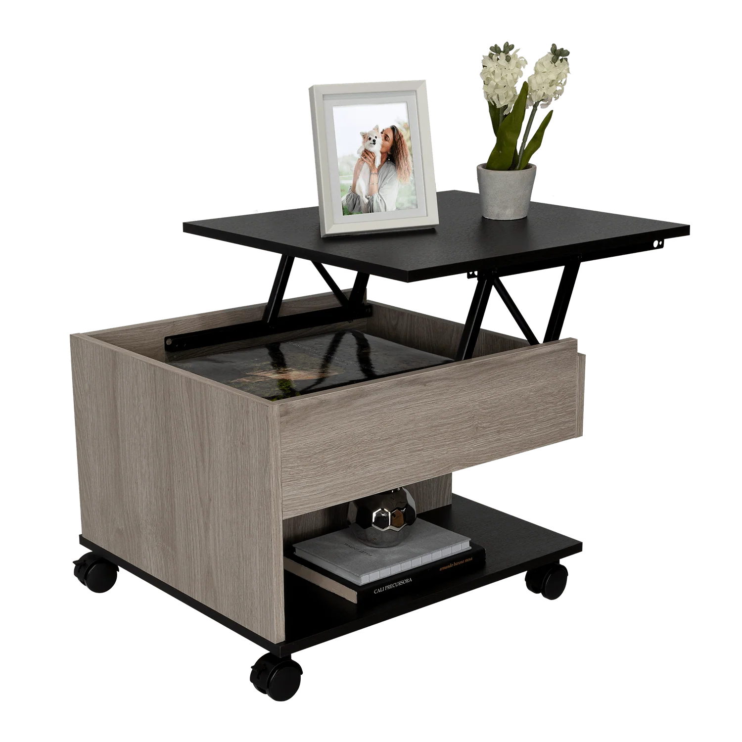 Mesa de Centro Salento, Humo y Wengue, con Un Cajón Interno Multiusos - Image 2
