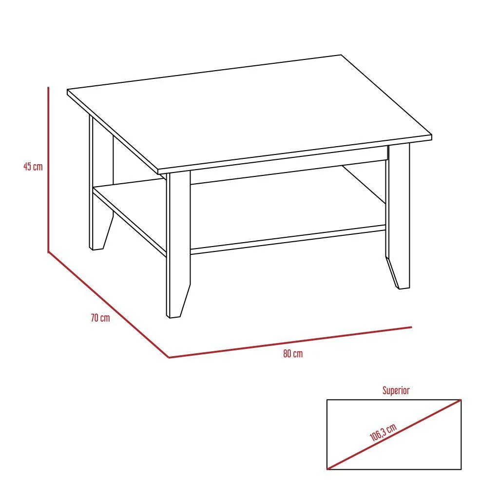 Mesa de Centro Sarume, Beige, con Amplia Superficie - Image 3