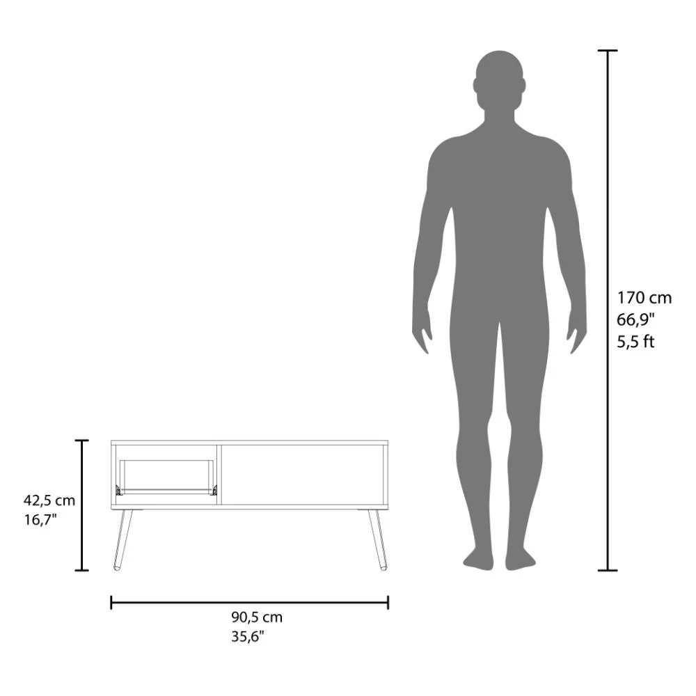Mesa de Centro Wenden, Blanco, Con un Cajón y patas de madera ZF - Image 8