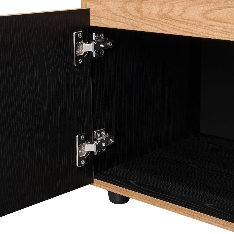 Mesa de Noche Barin, Fresno Europeo y Wengue, con una puerta abatible - Image 12