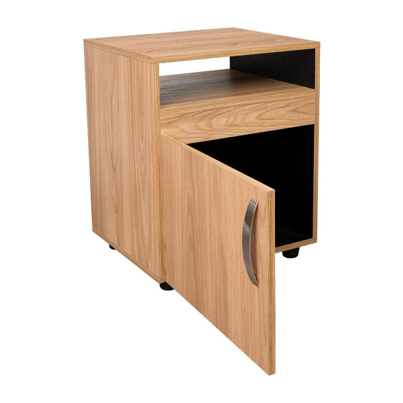 Mesa de Noche Barin, Fresno Europeo y Wengue, con una puerta abatible - Image 8