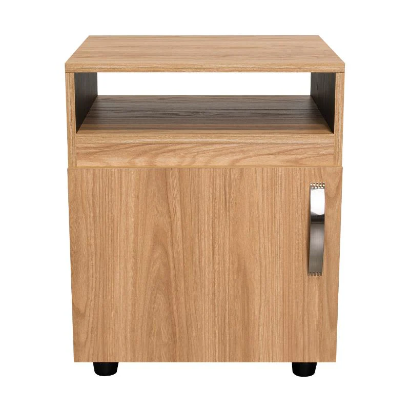 Mesa de Noche Barin, Fresno Europeo y Wengue, con una puerta abatible - Image 9