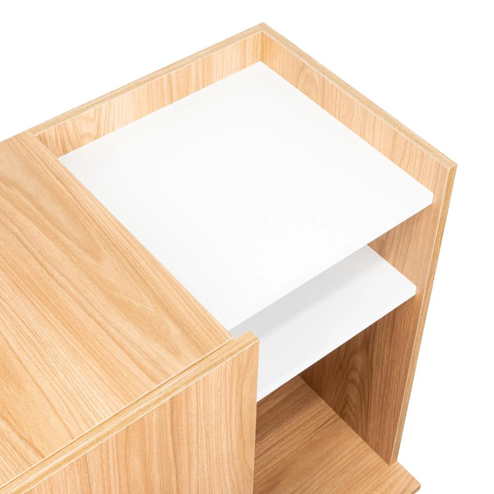 Mesa de Noche Cairo, Fresno Europeo y Blanco Duqueza, con una puerta lateral - Image 11