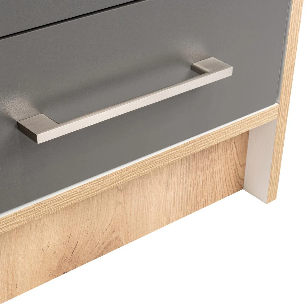 Mesa de Noche Douglas, Beige y Plata Oscuro, con Un Entrepaño Superior y Dos Cajones Organizadores - Image 13