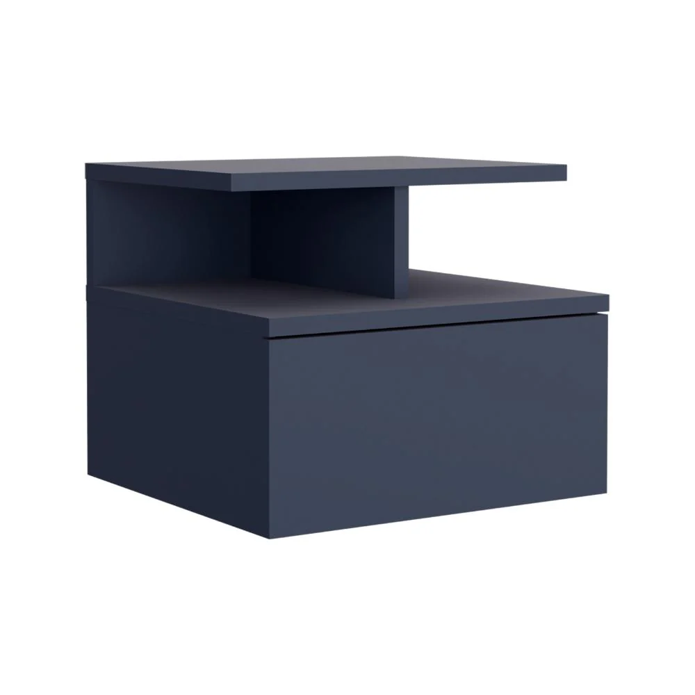 Mesa de Noche Flotante Nube, Kronos Azul, con un Cajón y División de dos Entrepaños - Image 5