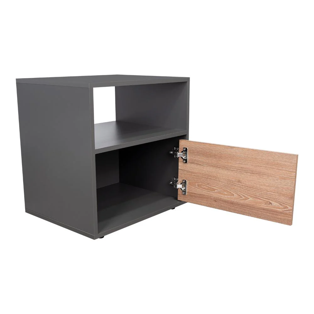 Mesa de Noche Galanto, Plata Oscuro y Fresno Europeo, con Una Puerta Batiente - Image 8