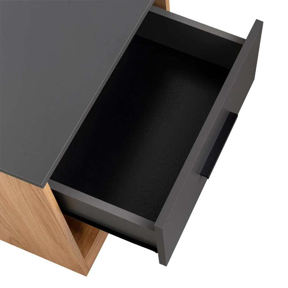 Mesa de Noche Giroa, Plata Oscuro y Fresno Europeo, con espacio para colocar objetos decorativos - Image 14