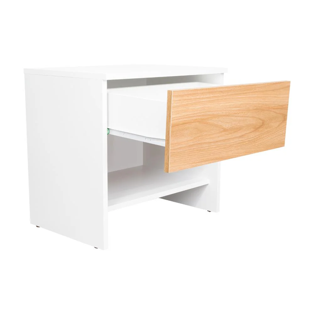 Mesa de Noche Light, Fresno Europeo y Blanco, con superficie para objetos decorativos - Image 6