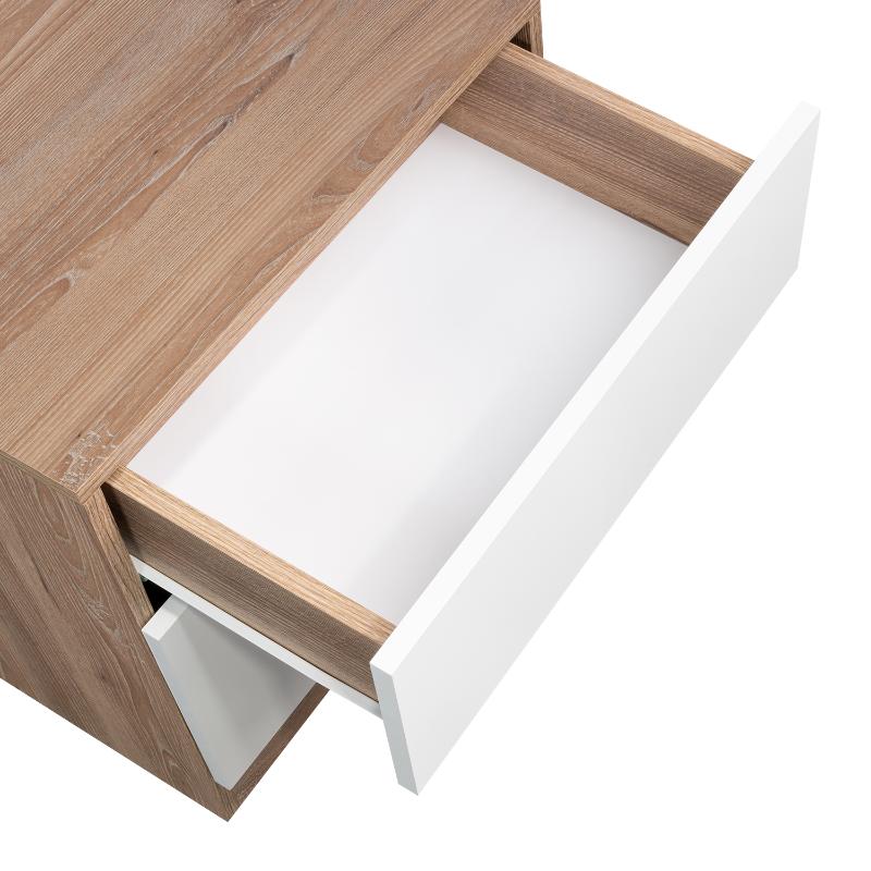 Mesa de Noche Nebrask, Fresno Europeo y Blanco, con Un Cajón Organizador - Image 10